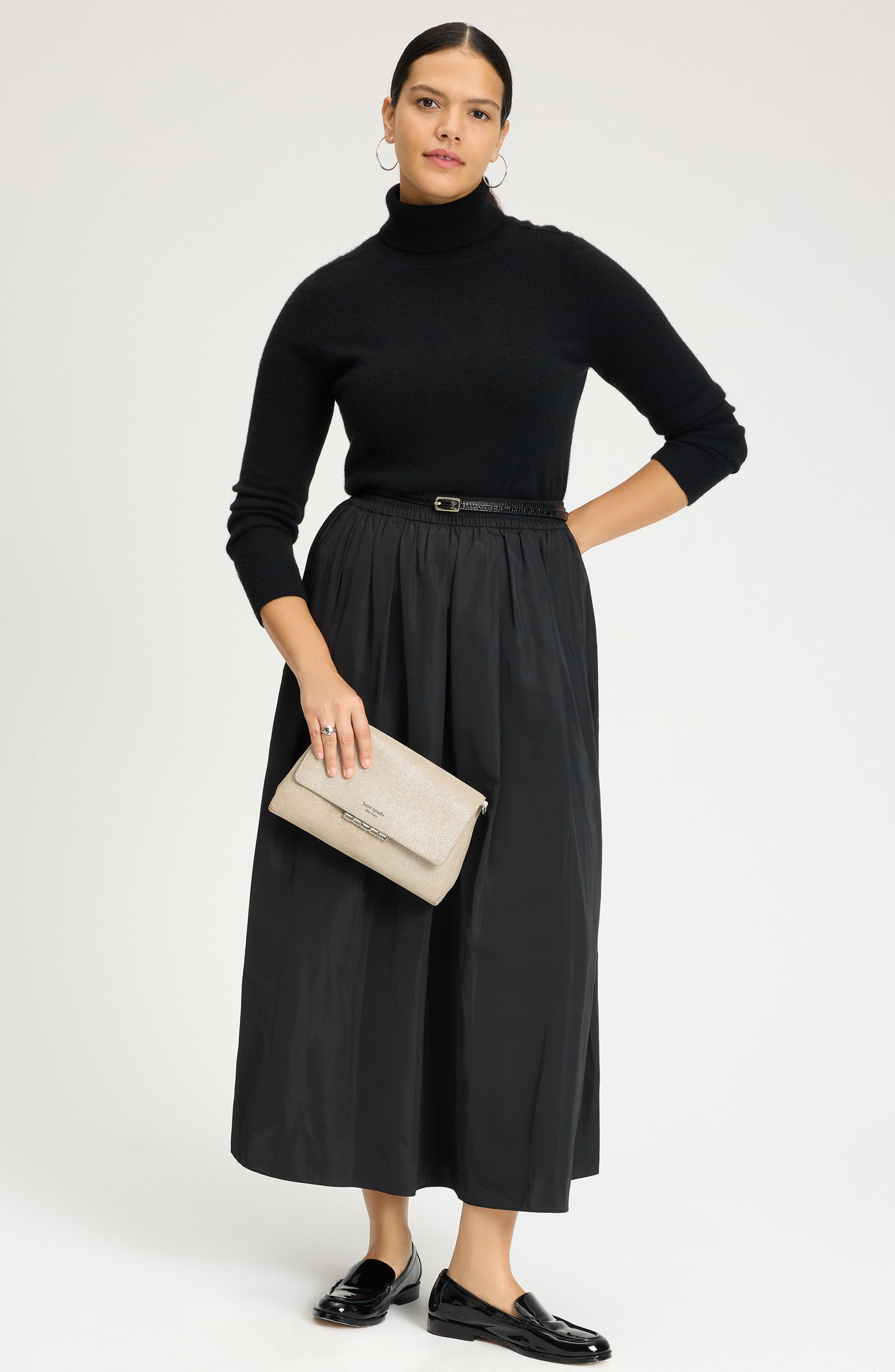 Kate Spade New York grace glitter suede clutch, Alternate, color, 