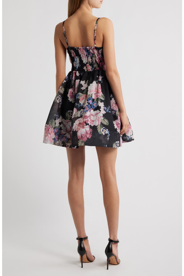 Floral Minidress, Alternate, color, BLACK