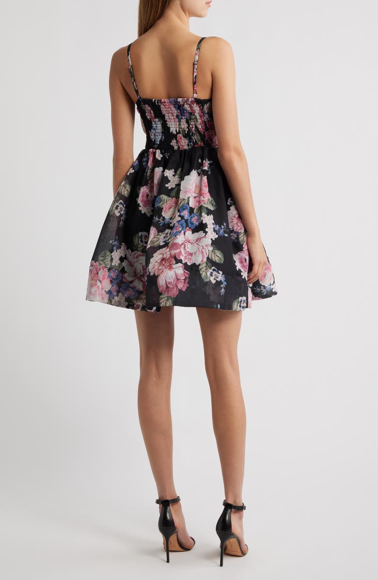 Lipsy Floral Minidress, Alternate, color, Black