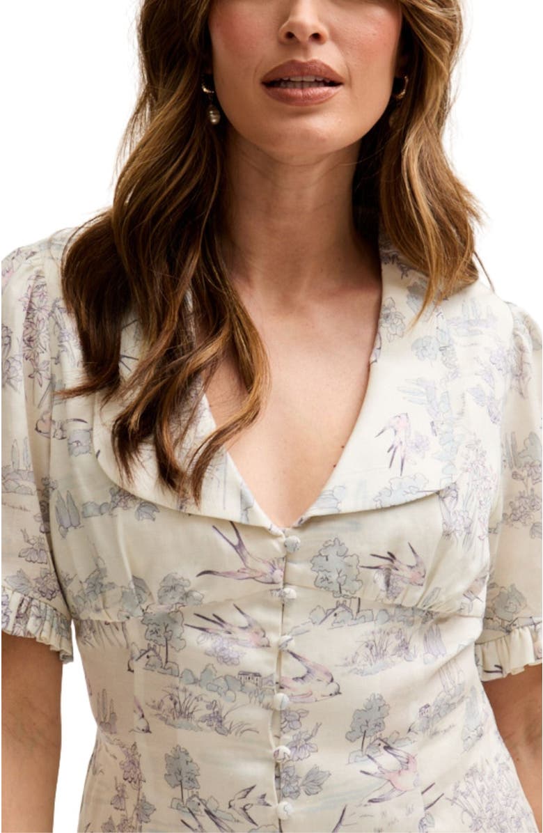 LILY AND LIONEL Rachel Vintage Inspired Short Sleeve Shirt, Alternate, color, Natural