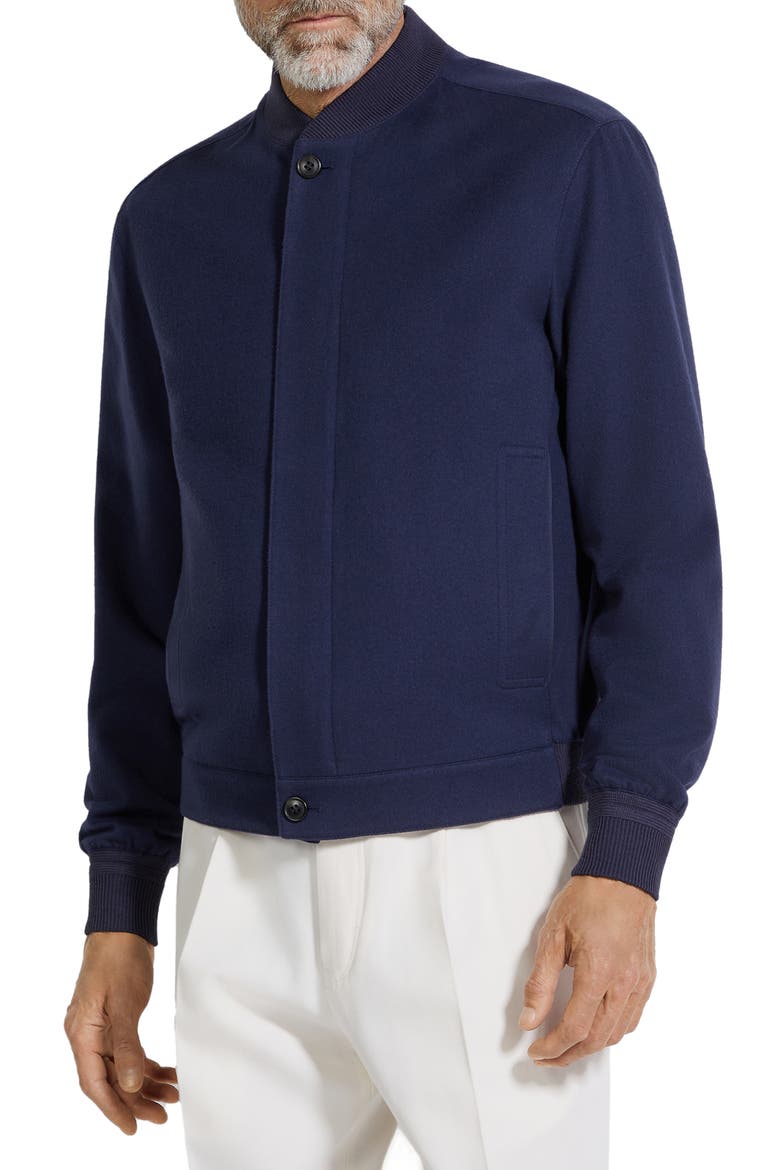 Water Repellent Elements Oasi Cashmere Bomber Jacket, Main, color, INK BLUE