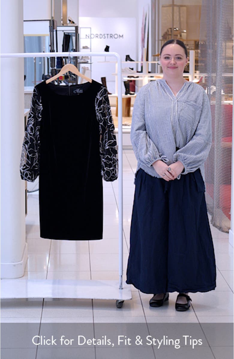 Metallic Sleeve Velvet Sheath Dress, sales video thumbnail