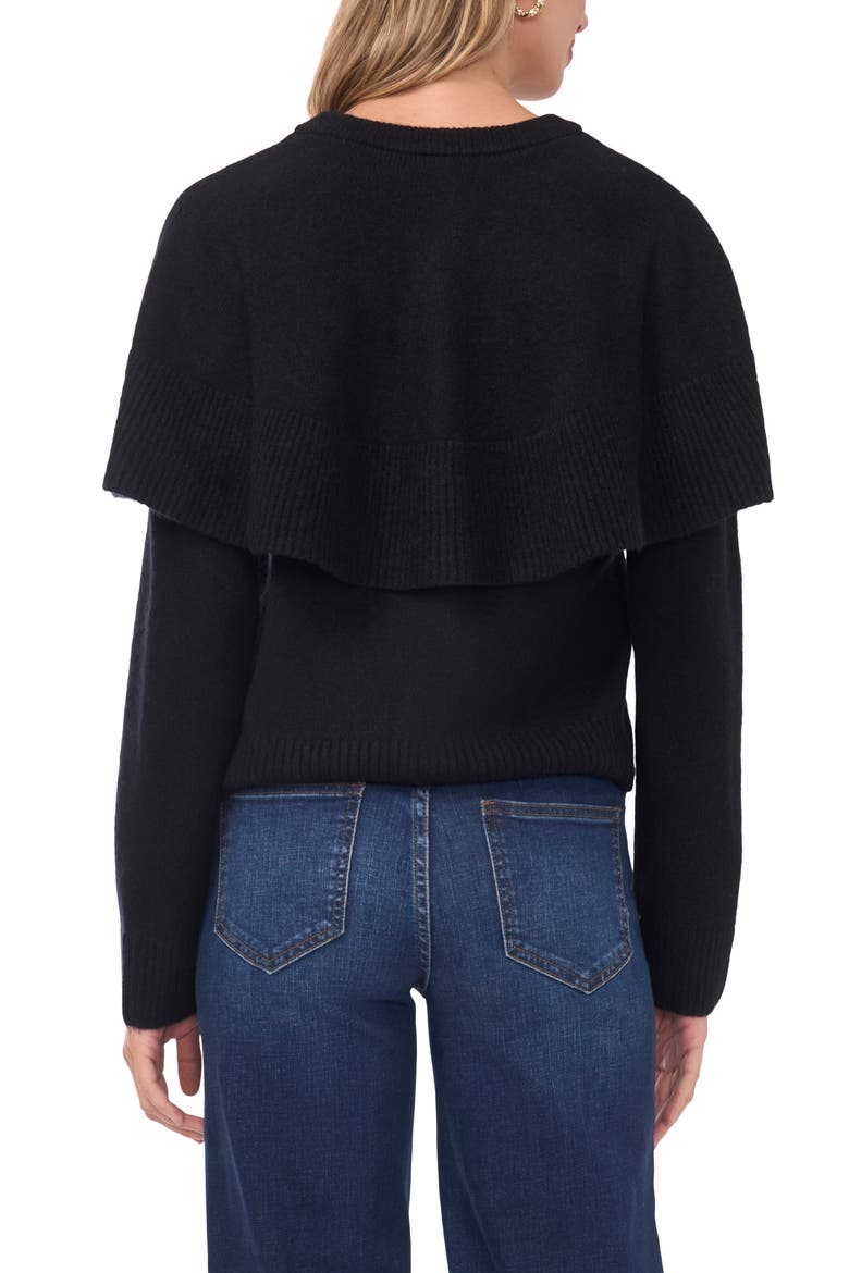 Cape Detail Cardigan, Alternate, color, RICH BLACK