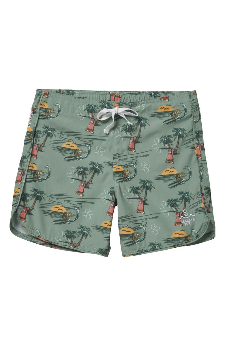 SEAESTA SURF x SpongeBob<sup>®</sup> Kids' Retro Style Board Shorts, Main, color, 
