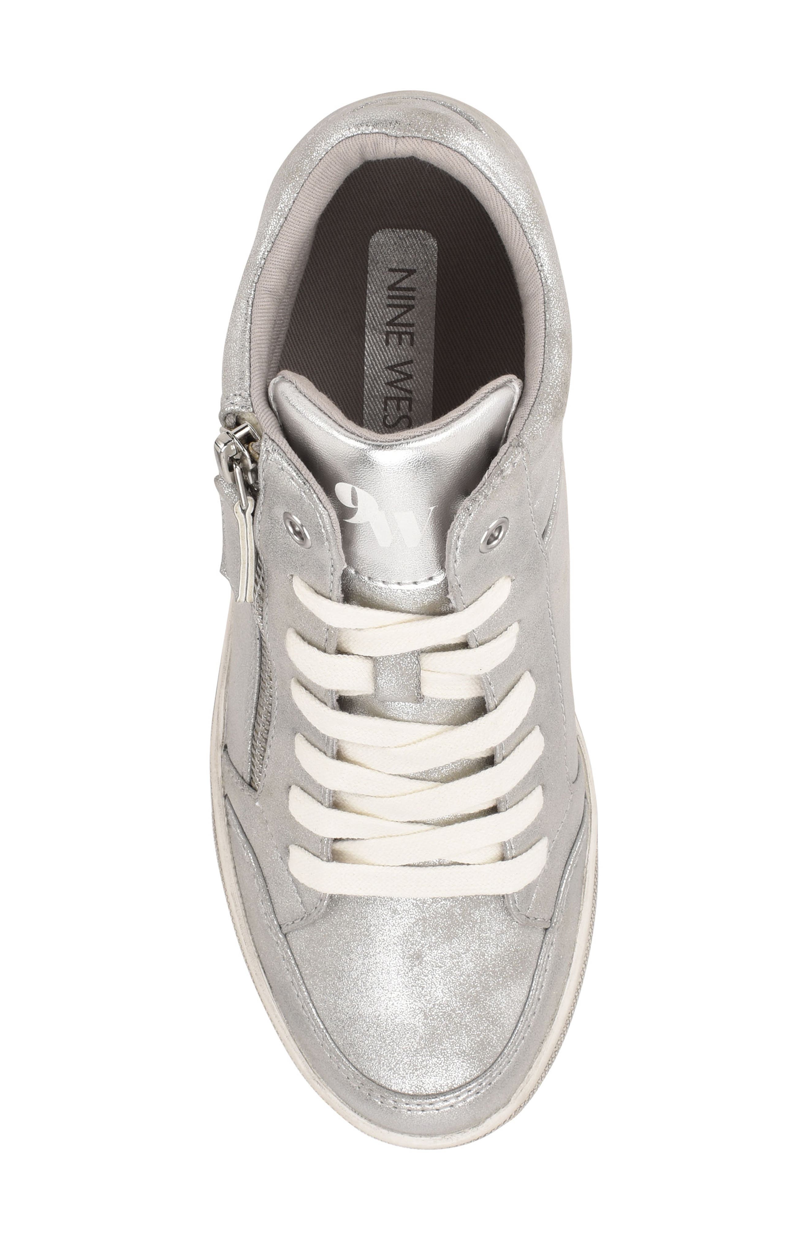 Tons Lace-Up Wedge Sneaker, Alternate, color, SILVER
