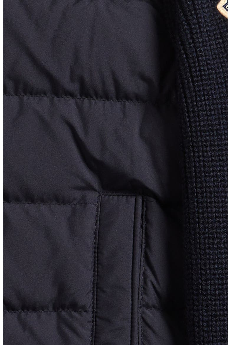 Kids' Wool Knit & Quilted Down Cardigan, Alternate, color, NAVY
