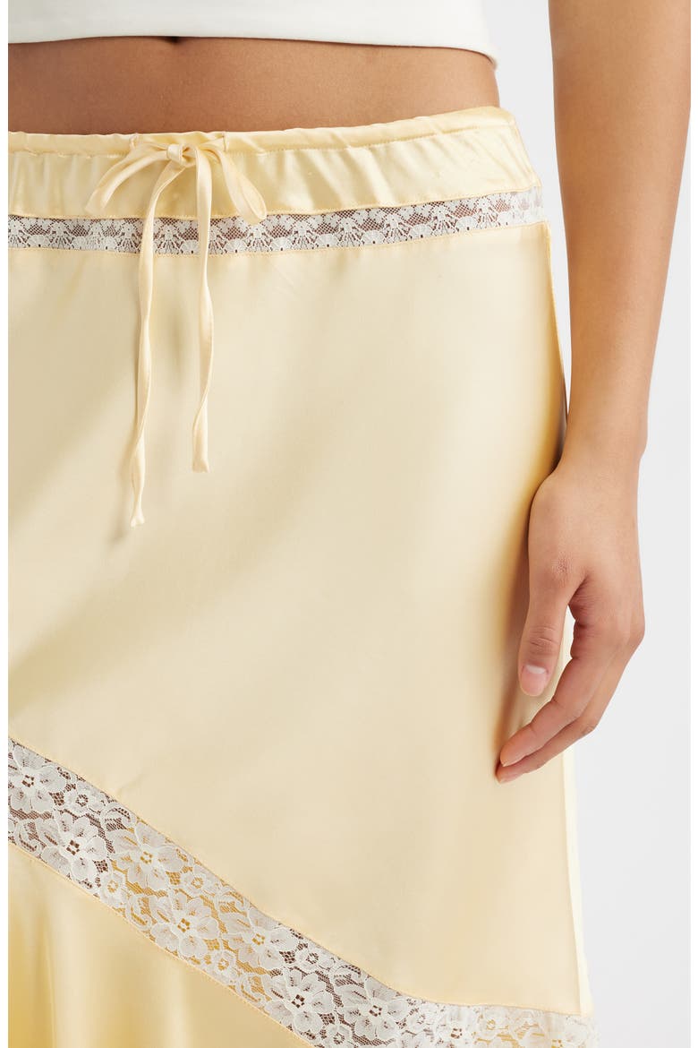 Delphia Lace Inset Asymmetric Satin Skirt, Alternate, color, YELLOW