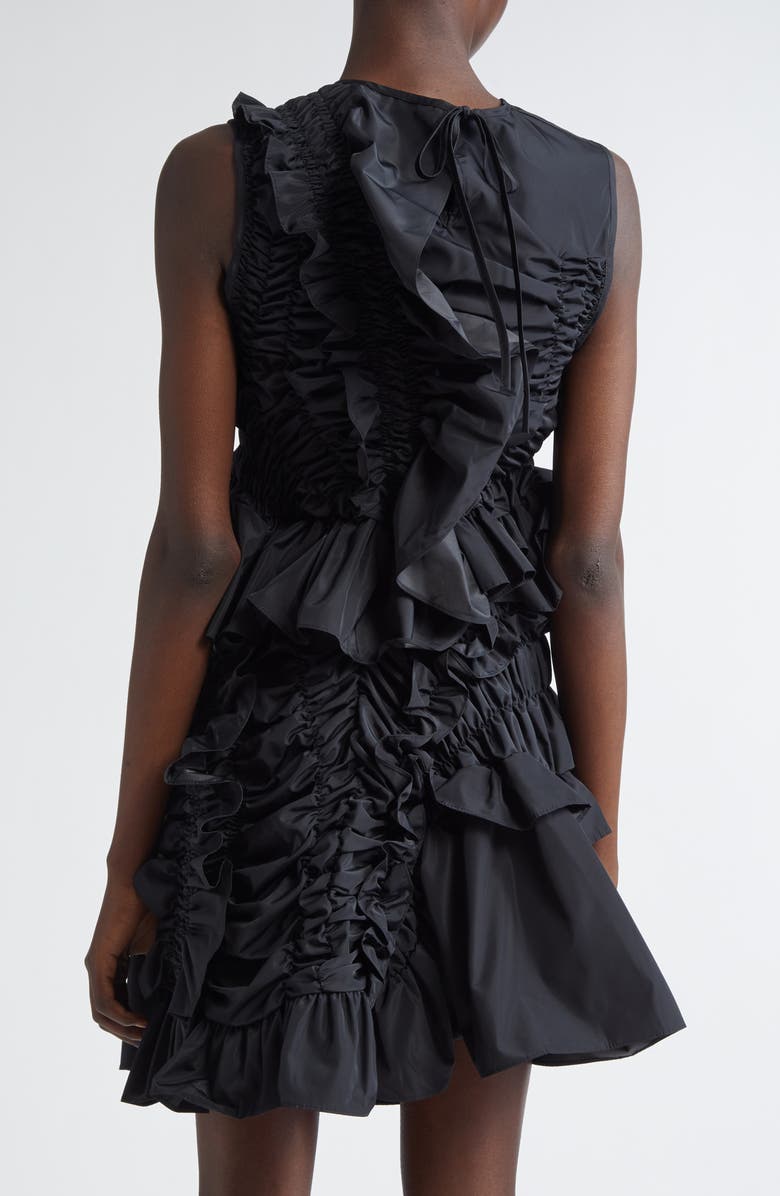 Cecilie Bahnsen Geo Smocked Faille Peplum Top, Alternate, color, Black