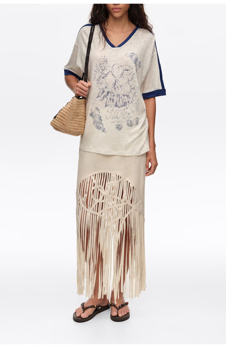 Bimba y Lola Linen Fruit Logo T-Shirt, Alternate, color, Ivory