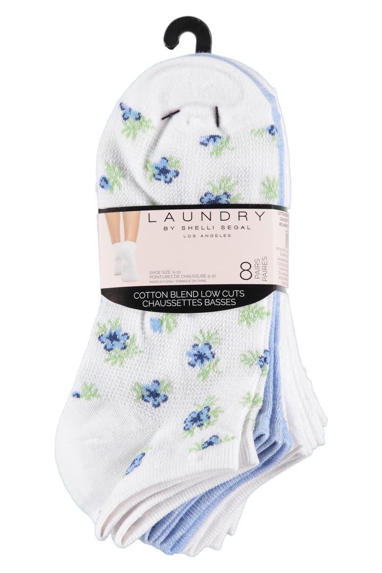 8-Pack Assorted Low Cut Socks, Alternate, color, WHITE/ SKYWAY