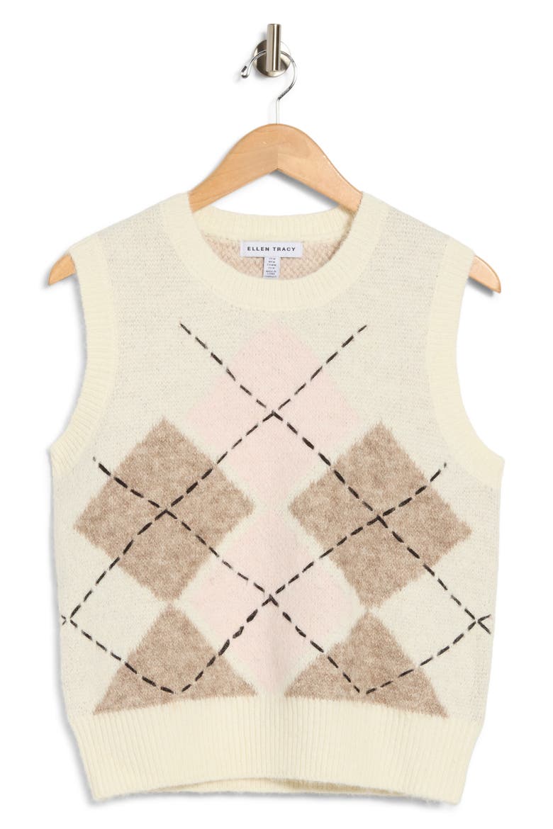 Argyle Sweater Vest, Main, color, CREAM ARGYLE