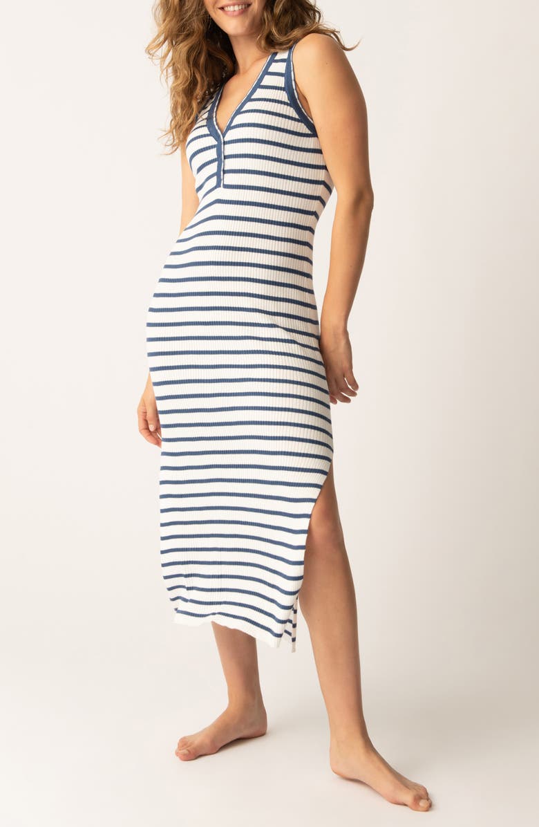 PJ Salvage Seaside Charm Stripe Midi Dress, Main, color, Ivory