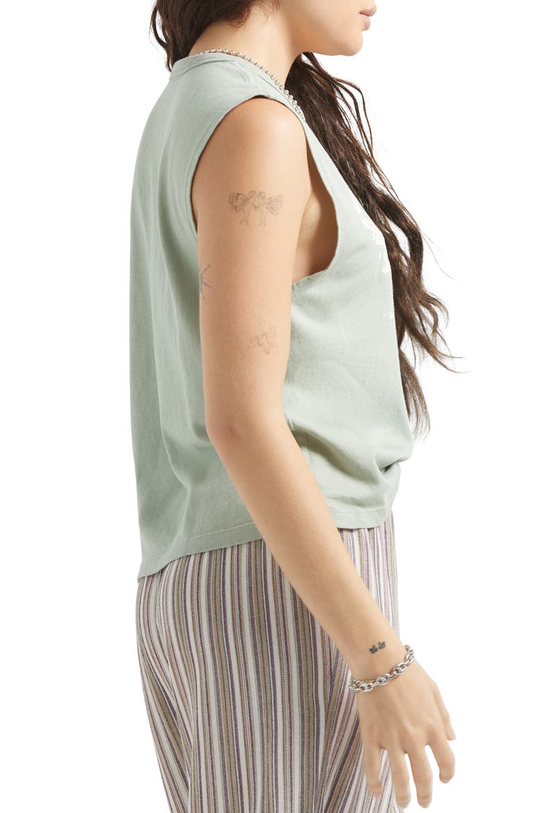 Ranch Logo Cotton Graphic Muscle Tank, Alternate, color, SAGE GREEN