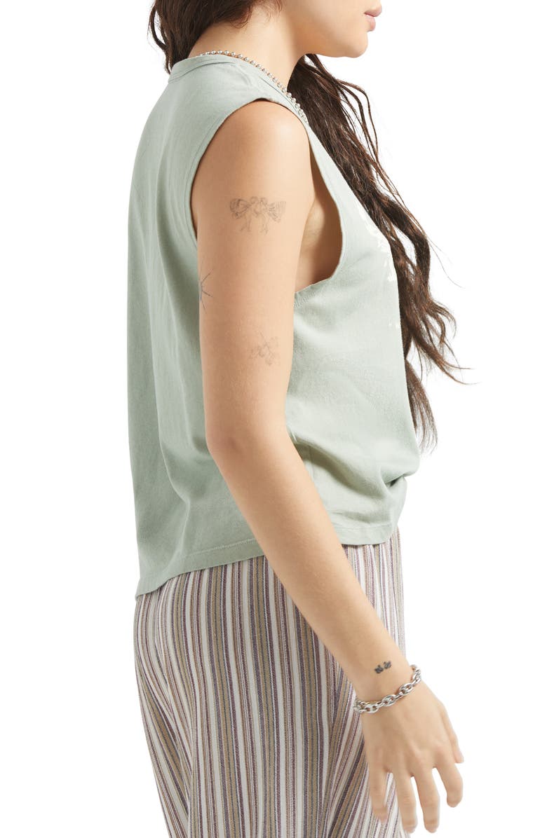 Brixton Ranch Logo Cotton Graphic Muscle Tank, Alternate, color, Sage Green