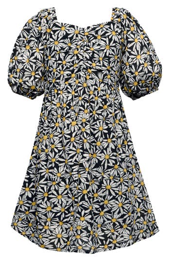 TRULY ME TRULY ME KIDS' FLORAL PUFF SLEEVE EMPIRE WAIST DRESS