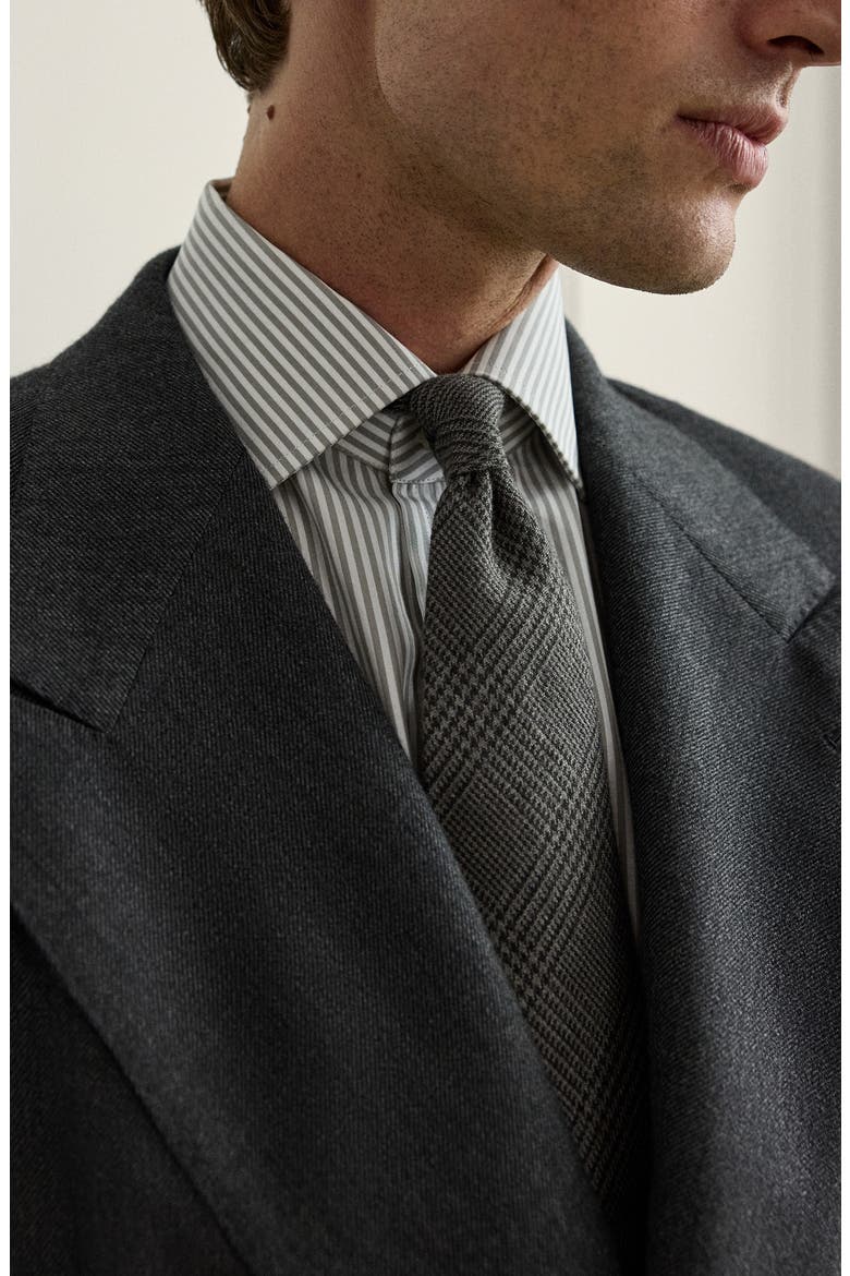 Glen Plaid Cotton Tie, Alternate, color, DARK GREY MELANGE