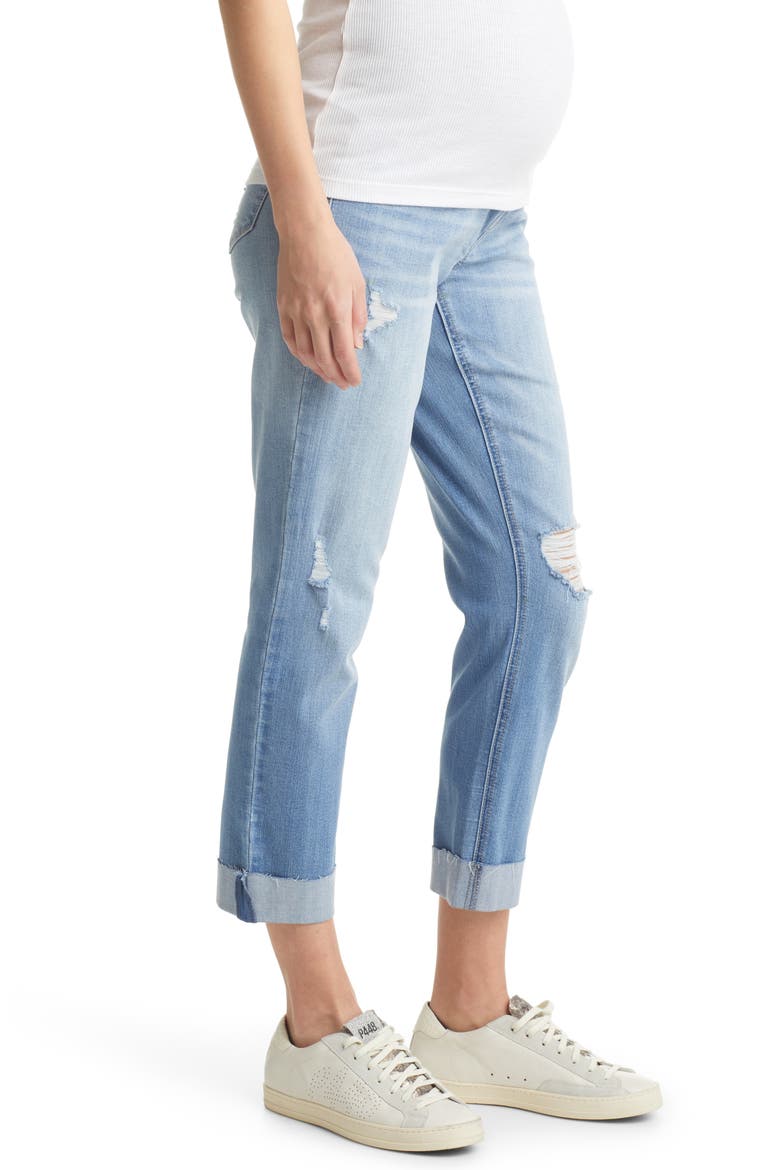 Roll Cuff Girlfriend Slim Maternity Jeans, Alternate, color, WALTER