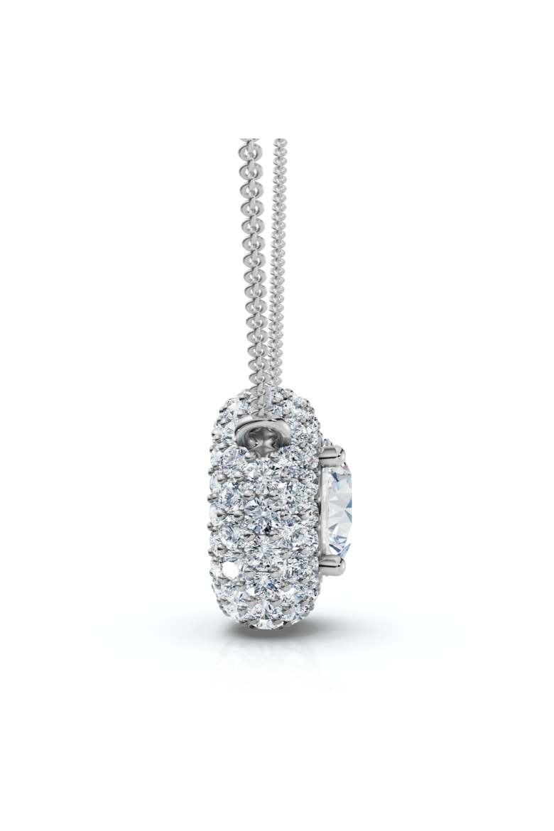 Certified 3 1/2Ct Euro Diamond Pendant 14k Gold 18" Women's Necklace Lab Grown, Alternate, color, White Gold