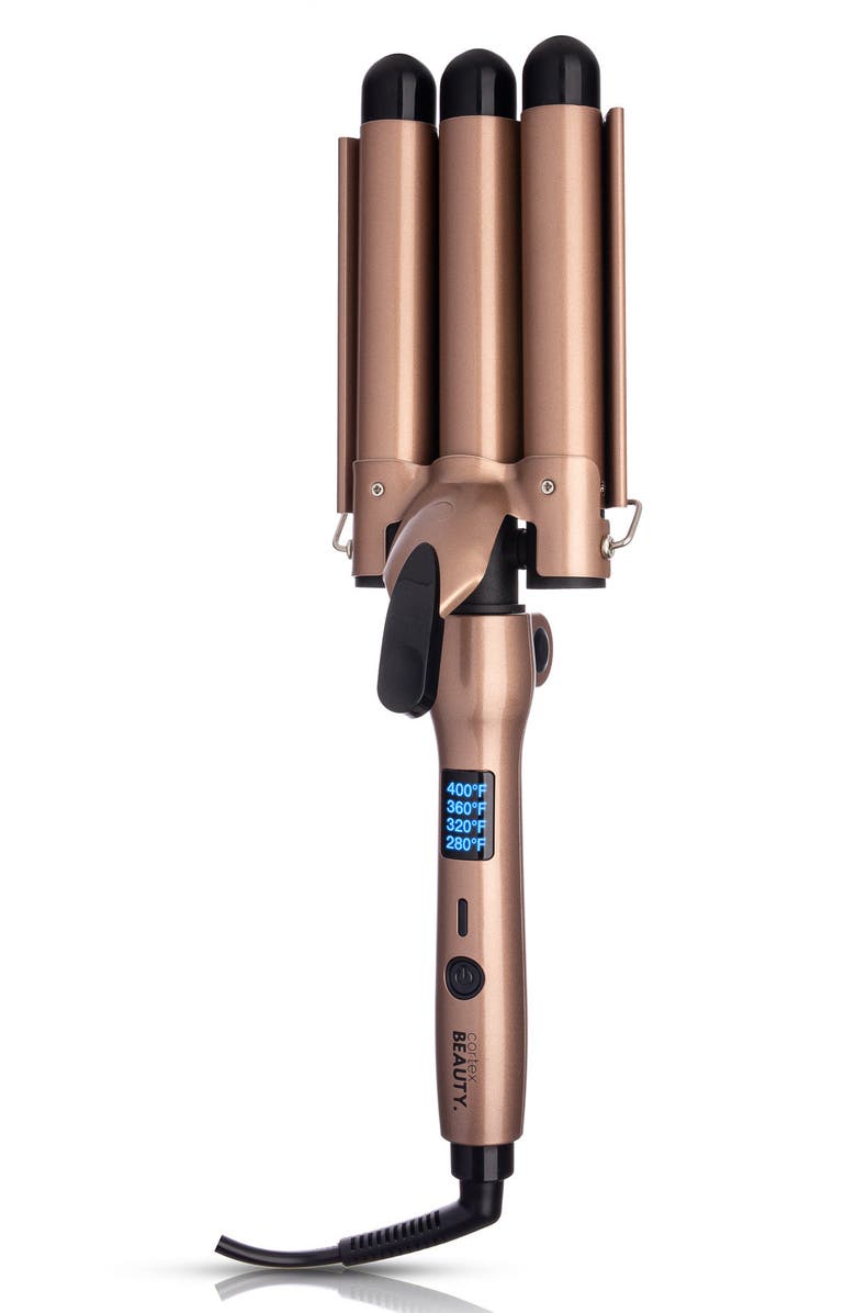 CORTEX BEAUTY Digital & Foldable 1-Inch Three Barrel Weaver, Main, color, Rosegold