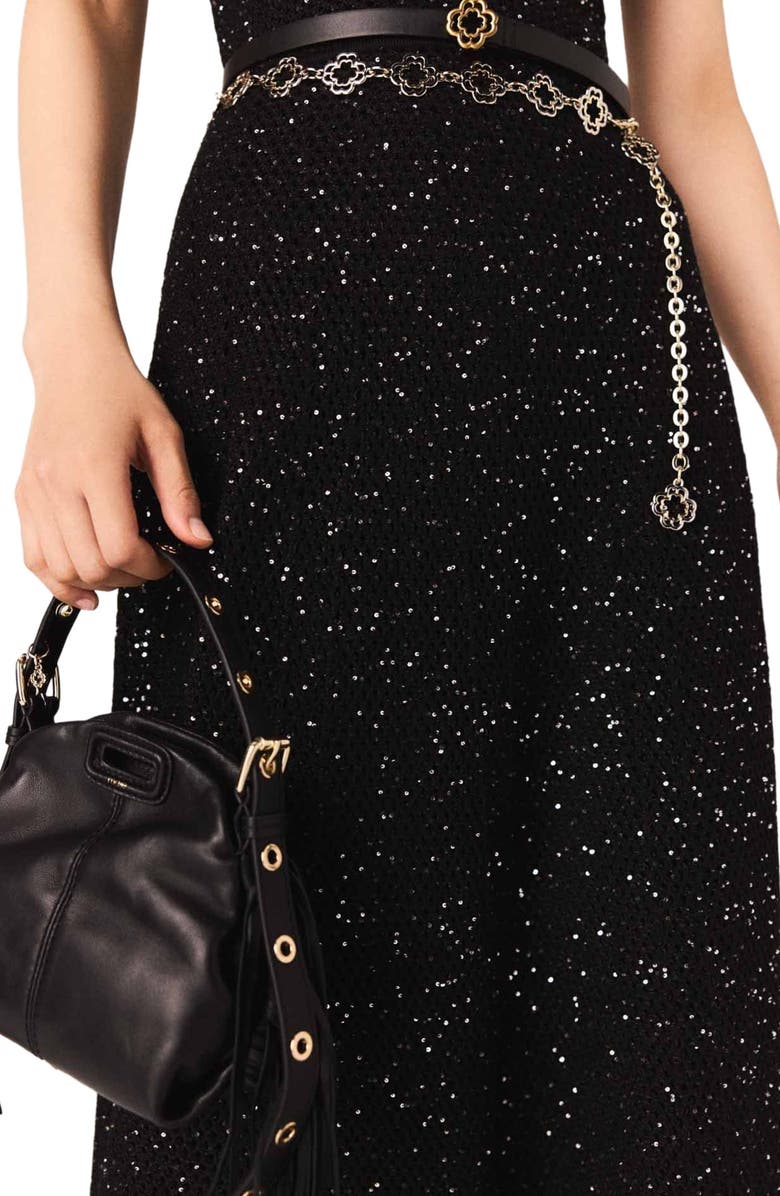 maje Miss M micro leather bag, Alternate, color, Black