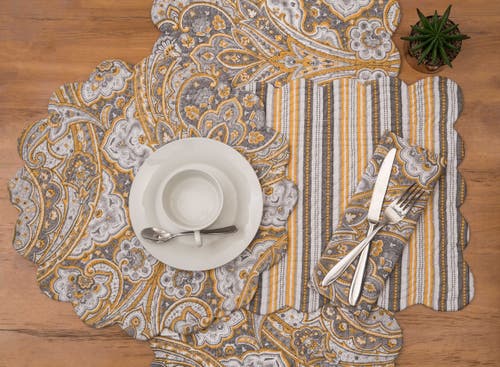 C & F Home C&f Home Shay Damask Napkin Set Of 6 In Brown