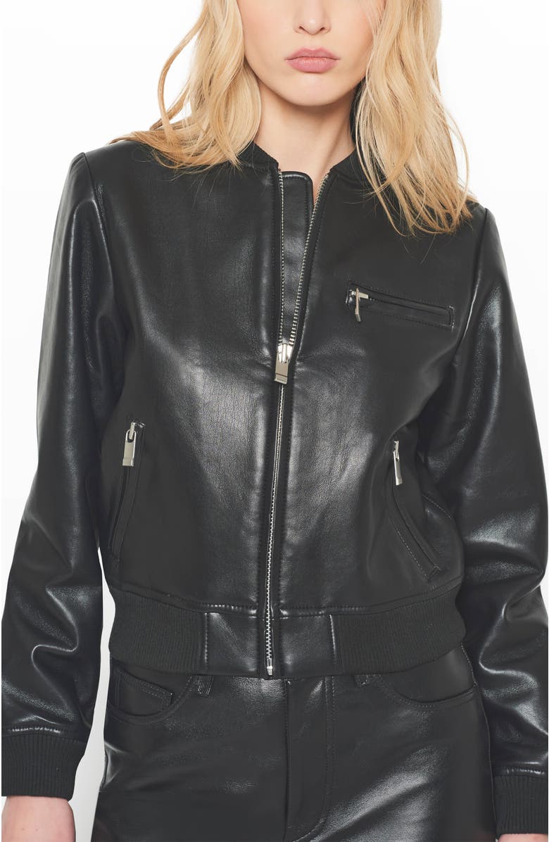 AS by DF Dixie Recycled Leather Bomber Jacket, Alternate, color, Black