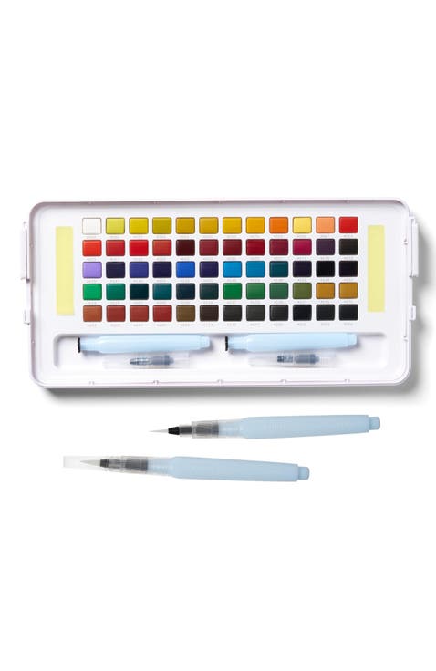 Koi Studio Kit, 60 Colors, 2 Water Brushes, 2 Sponges, 2 Palettes