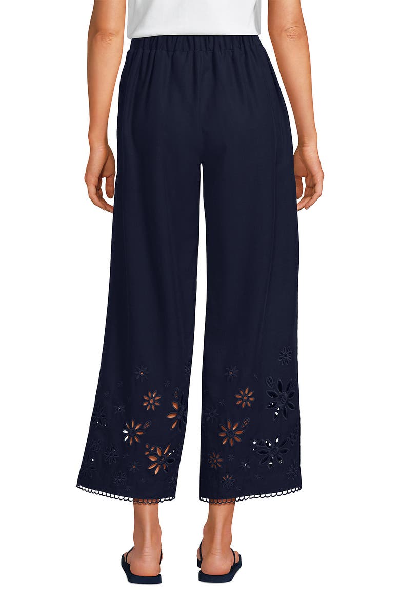 Linen Embroidered Pants, Alternate, color, Navy