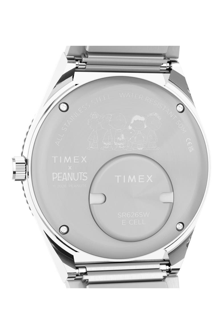 Peanuts® x Q Timex® 36mm Stainless Steel Expansion Band Watch, Alternate, color, STAINLESS STEEL