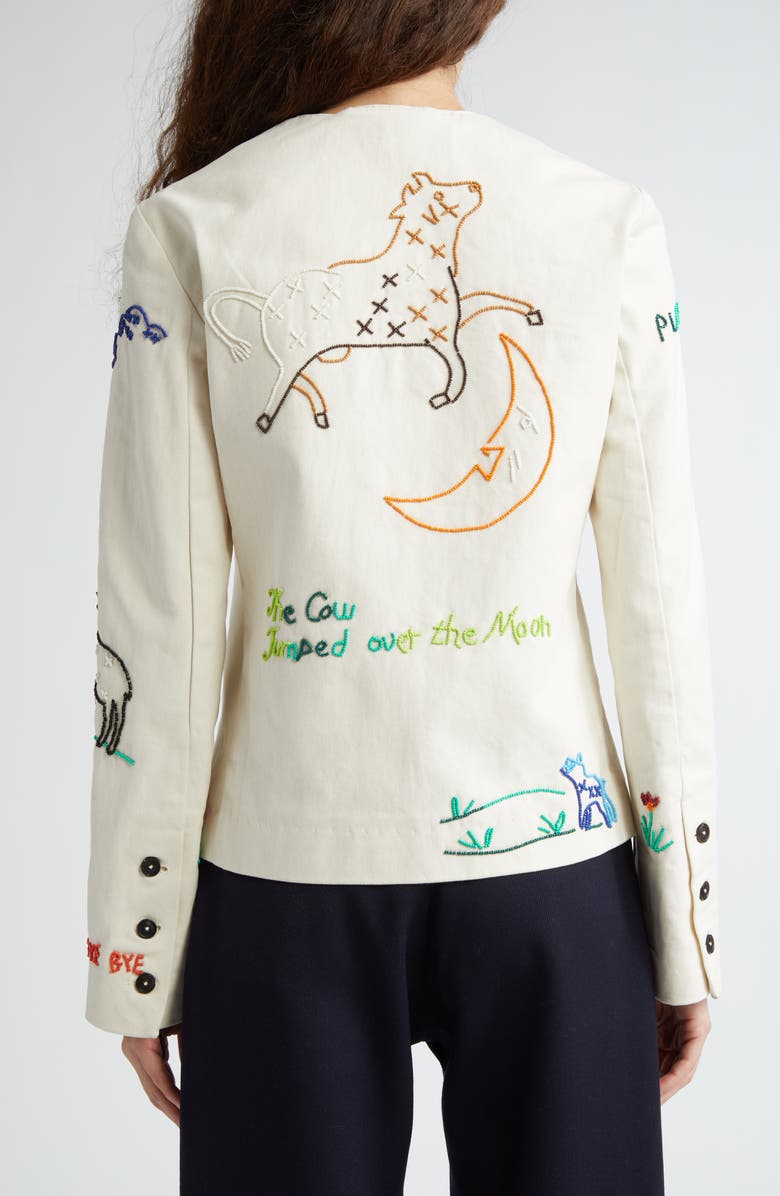 Bode Nursery Rhyme Beaded Cotton Jacket, Alternate, color, Ecru Multi