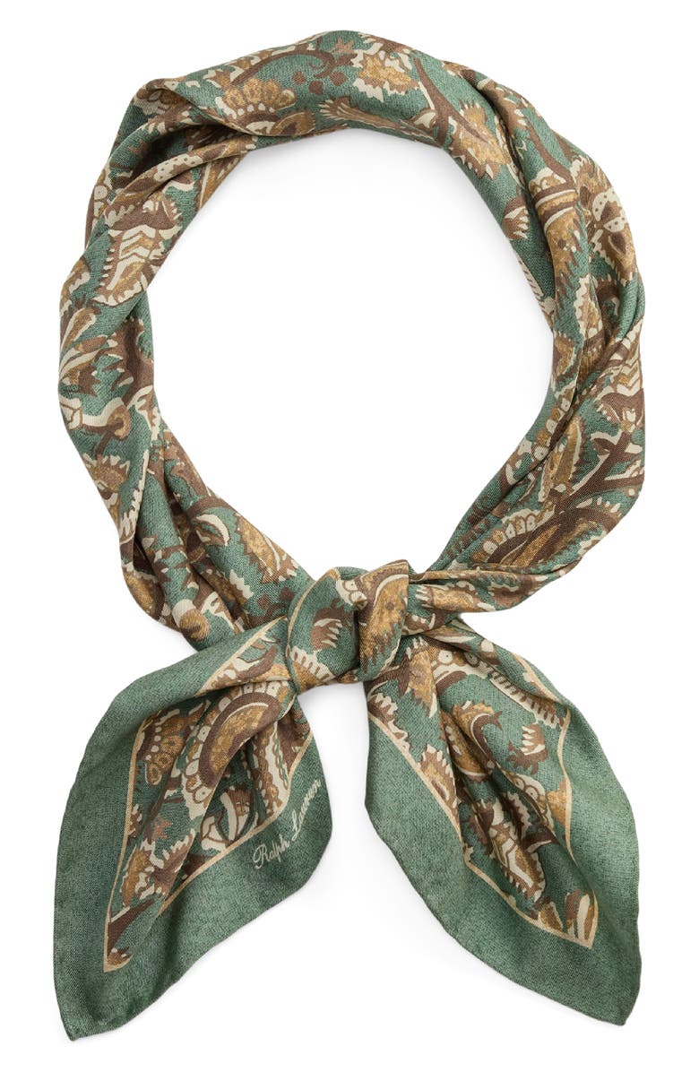 Ralph Lauren Purple Label Choppa Paisley Silk Habotai Neckerchief, Alternate, color, Green