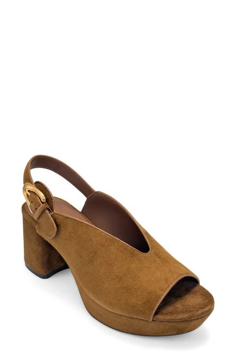 Cornelia Leather Platform Slingback Sandal