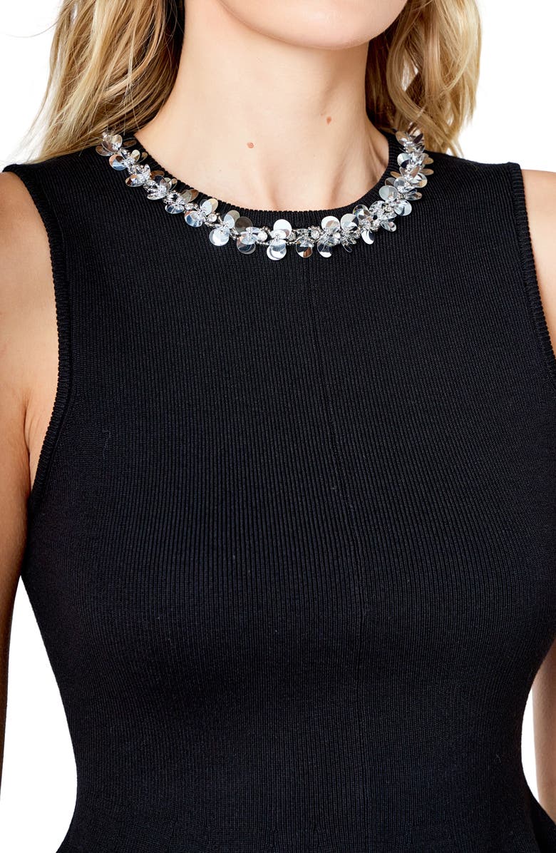 Endless Rose Jewel Trim Peplum Top, Alternate, color, Black