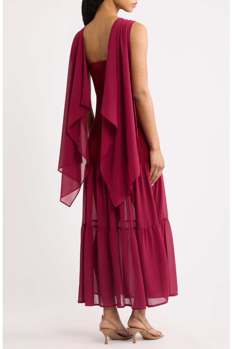 The Verity Drape Midi Dress, Alternate, color, SANGRIA