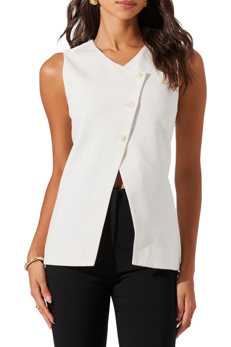 Sonja Asymmetric Button Vest, Main, color, WHITE