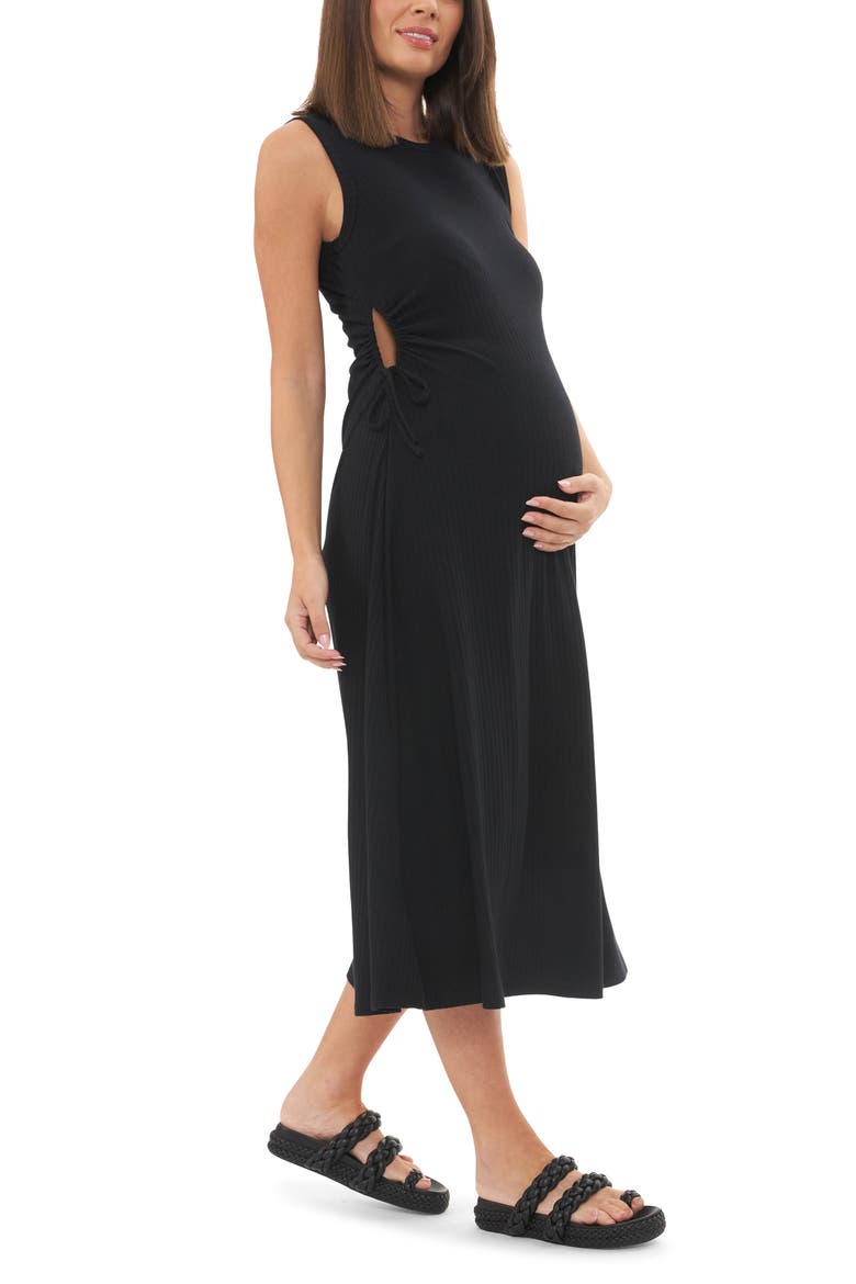 Carol Rib A-line Dress, Alternate, color, BLACK