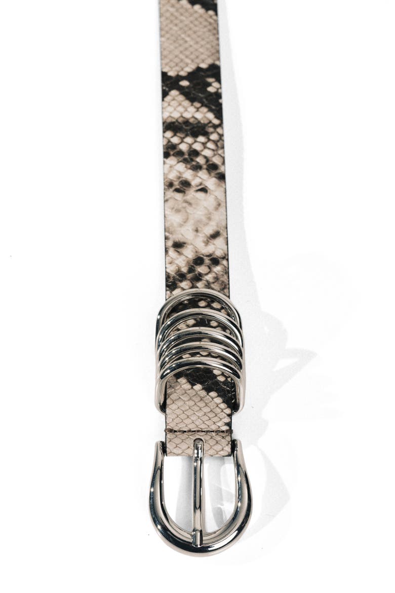 Hollyhock Snake Print Leather Belt, Alternate, color, IVORY/ BROWN SNAKESKIN/ SILVER