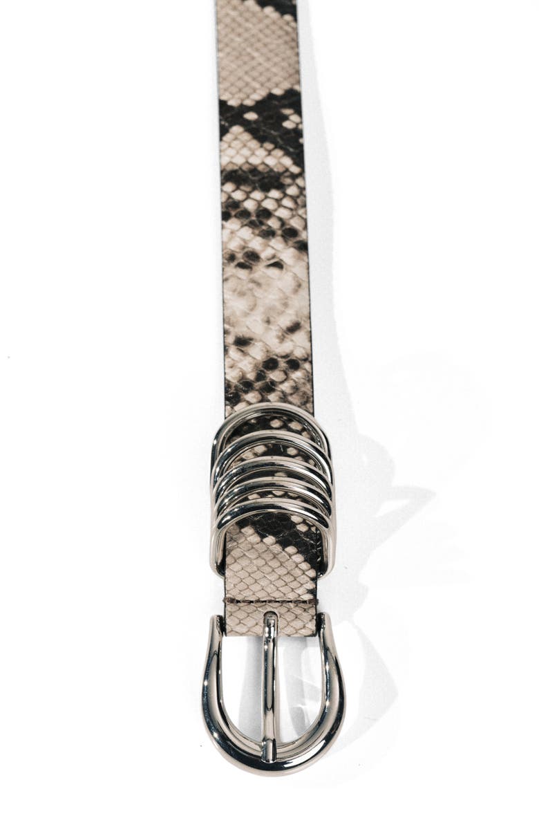 Déhanche Hollyhock Snake Print Leather Belt, Alternate, color, Ivory/ Brown Snakeskin/ Silver