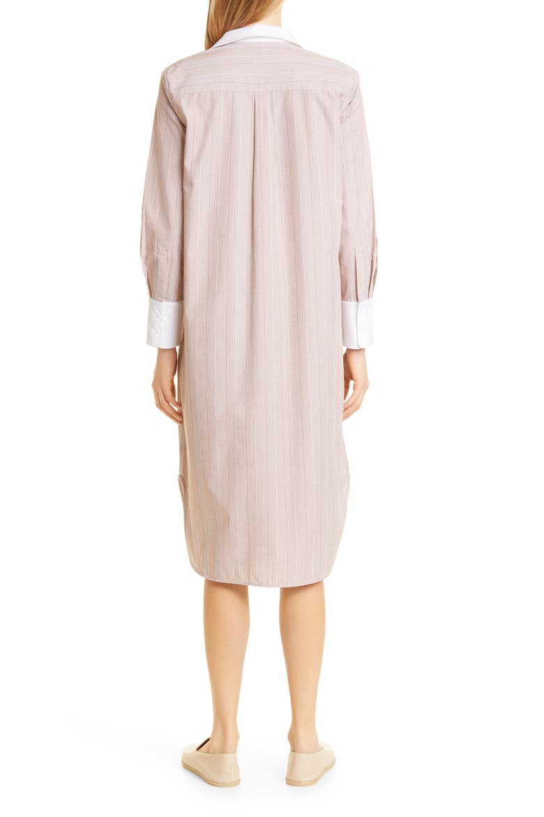 Stripe Cotton Shirtdress, Alternate, color, MACCHIATO/ WHITE