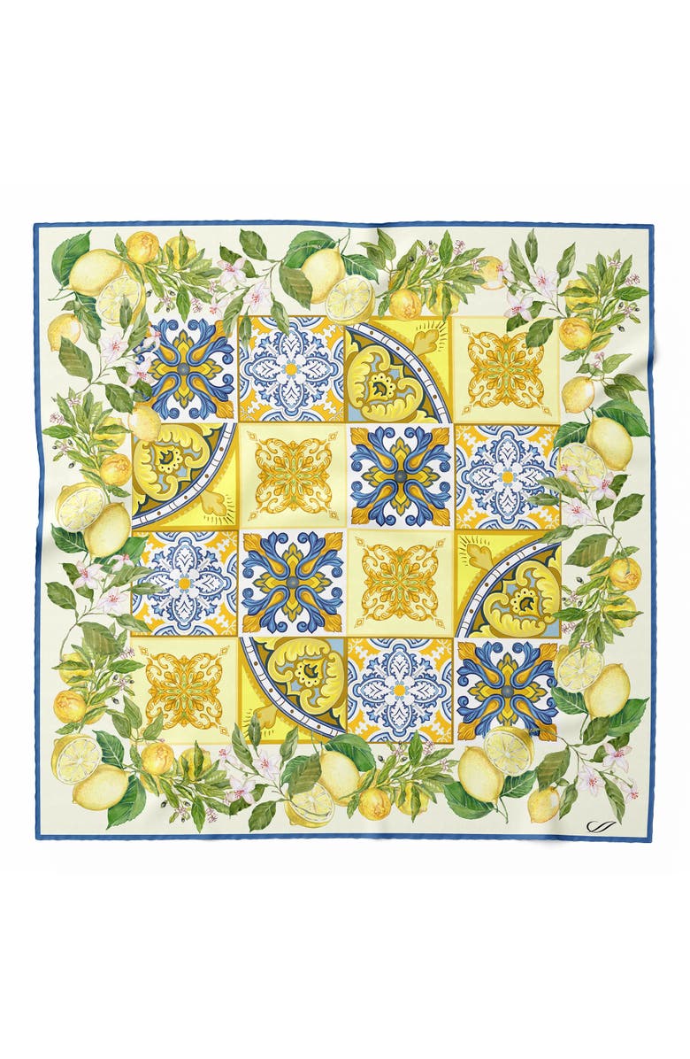 Elizabetta Messina - Silk Pocket Square for Men, Main, color, Yellow And Blue