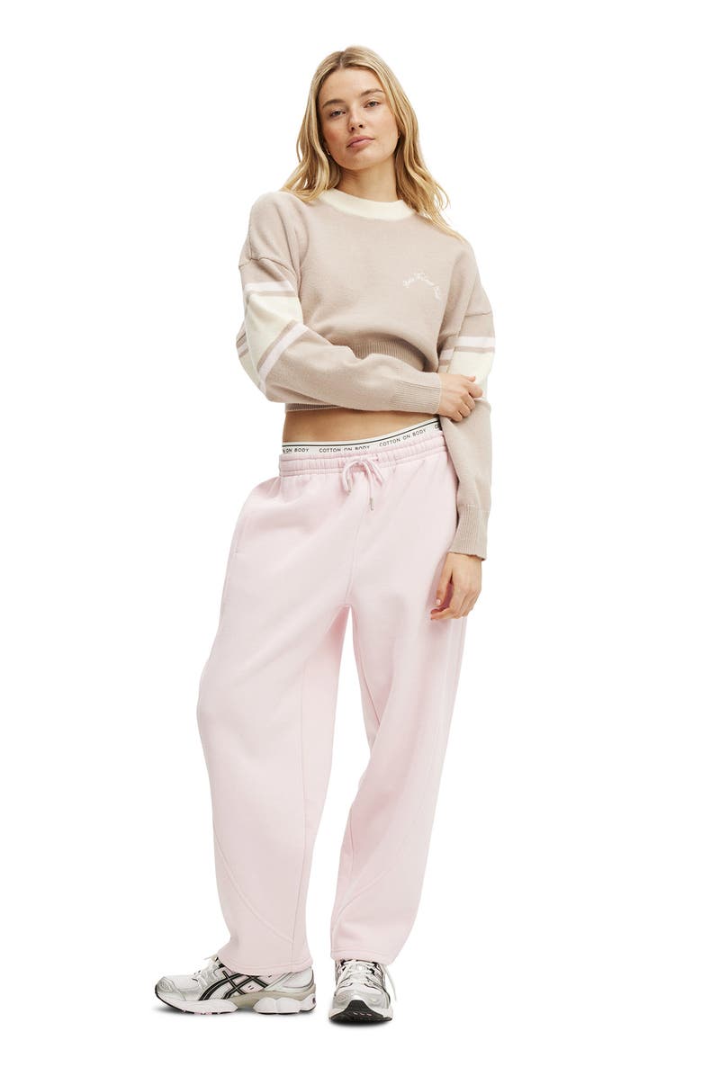 COTTON ON BODY Women's Active Stripe Knit Pullover, Alternate, color, Allspice Coconut Milk