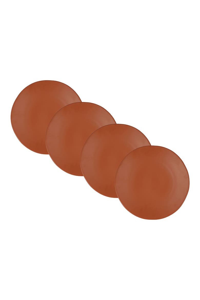 Heirloom Set of 4 Ceramic Dinner Plates, Alternate, color, TERRACOTTA