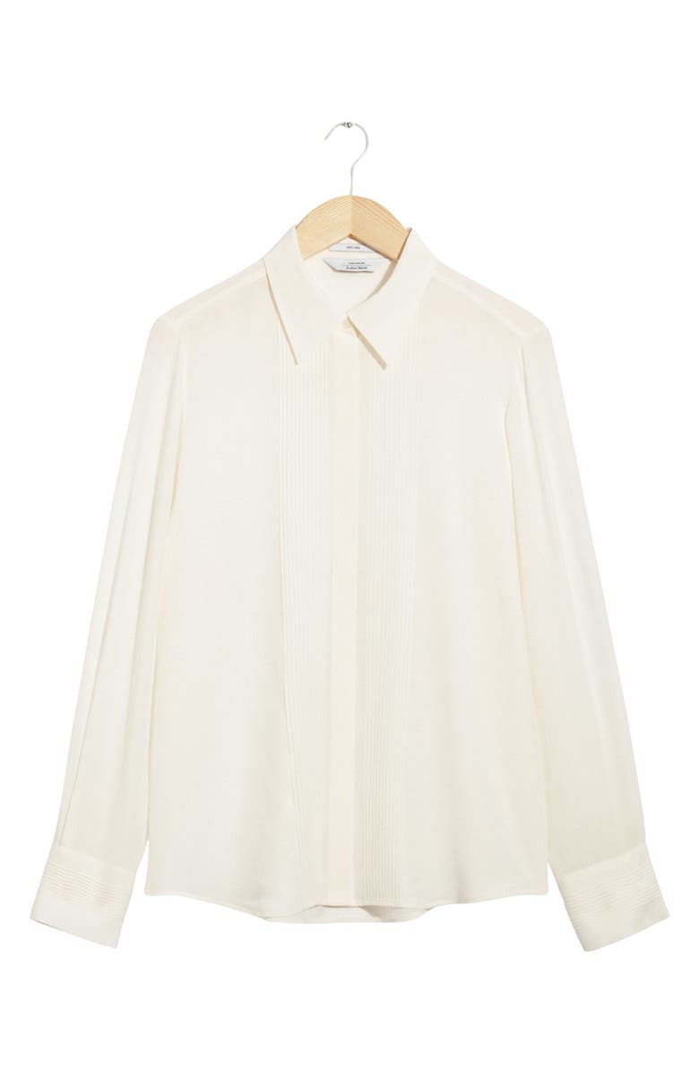 & Other Stories Pintuck Pleat Silk Button-Up Shirt, Alternate, color, 