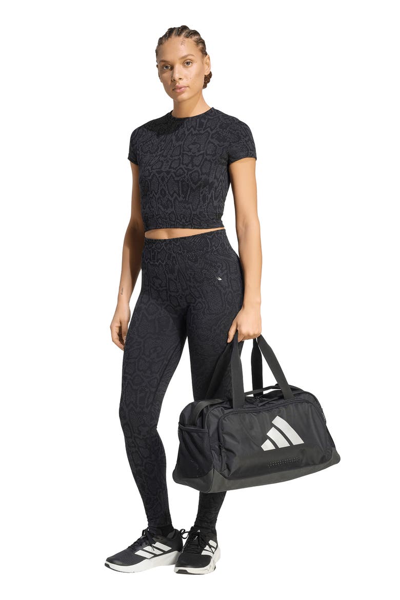 Seamless Crop Performance T-Shirt, Alternate, color, BLACK/ CARBON