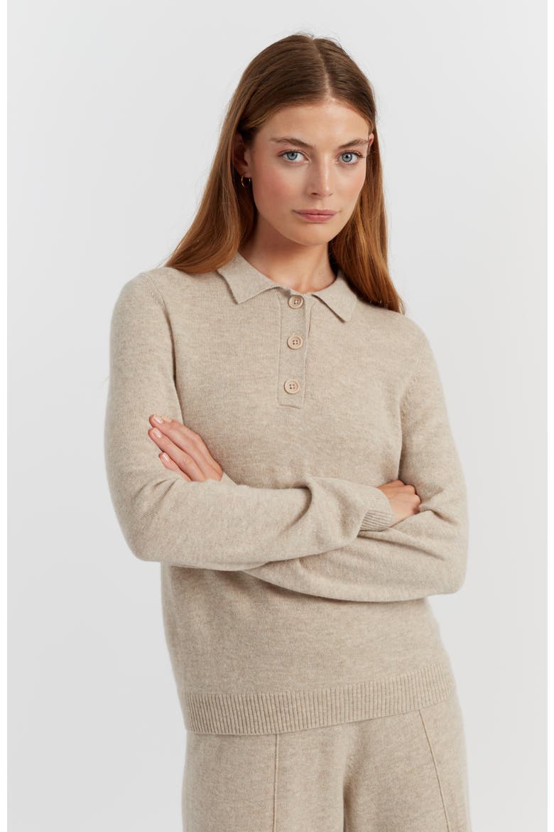 Wool Cashmere Polo Sweater, Main, color, Soft Oat