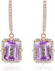SUZY LEVIAN Semiprecious Stone Halo Drop Earrings
