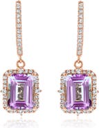 SUZY LEVIAN Semiprecious Stone Halo Drop Earrings