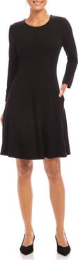 Karen Kane Long Sleeve Jersey Fit & Flare Dress