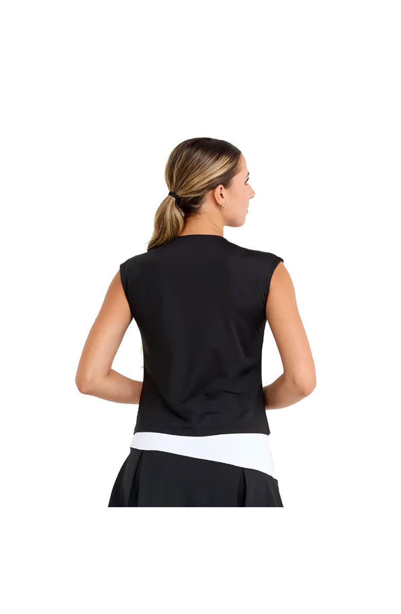 Sofibella Monochrome Cap Sleeve Womens Tennis Tank, Alternate, color, Black/White