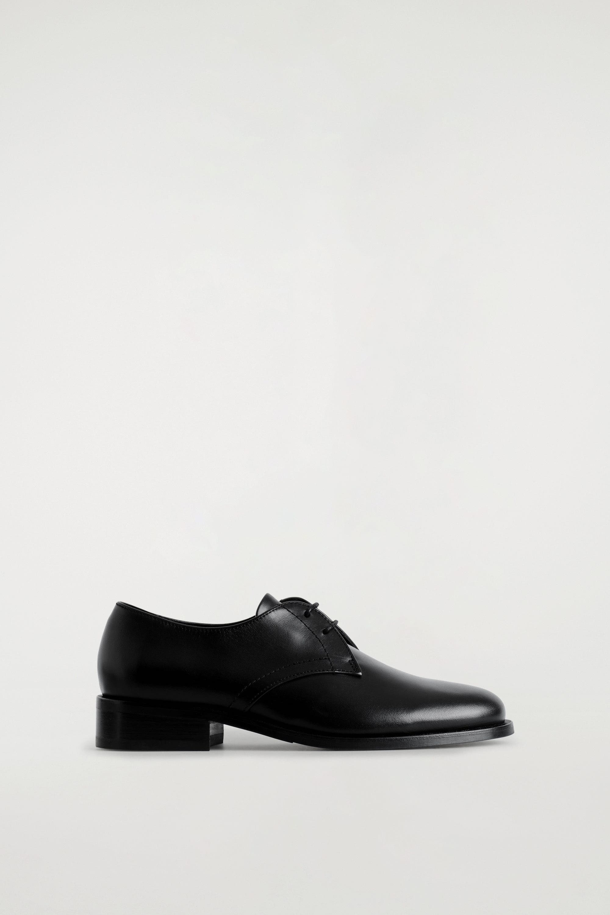 COS Leather Derby Shoes, Main, color, Black